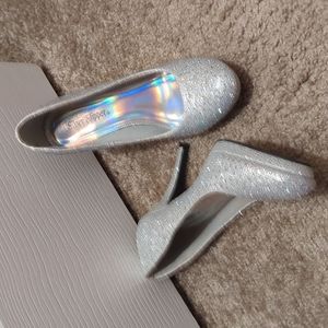 Iridescent and silver heels